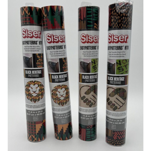 Lot Of 4 Rolls Siser HTV Heat Transfer Vinyl Black Heritage Patterns. 11.8x24 in - Picture 1 of 6